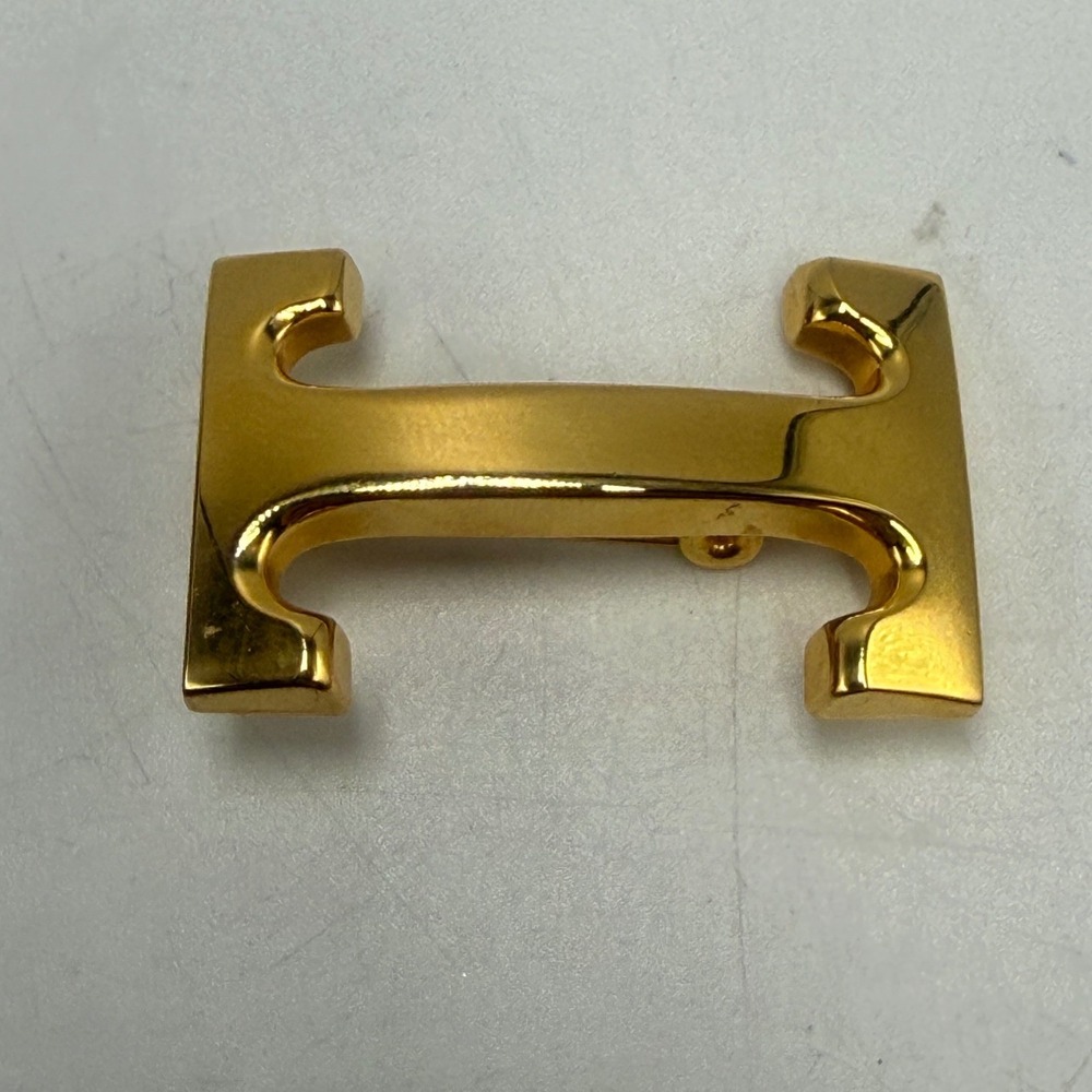 Anne Klein Vintage Gold Tone H Logo Brooch Pin Designer Accessory